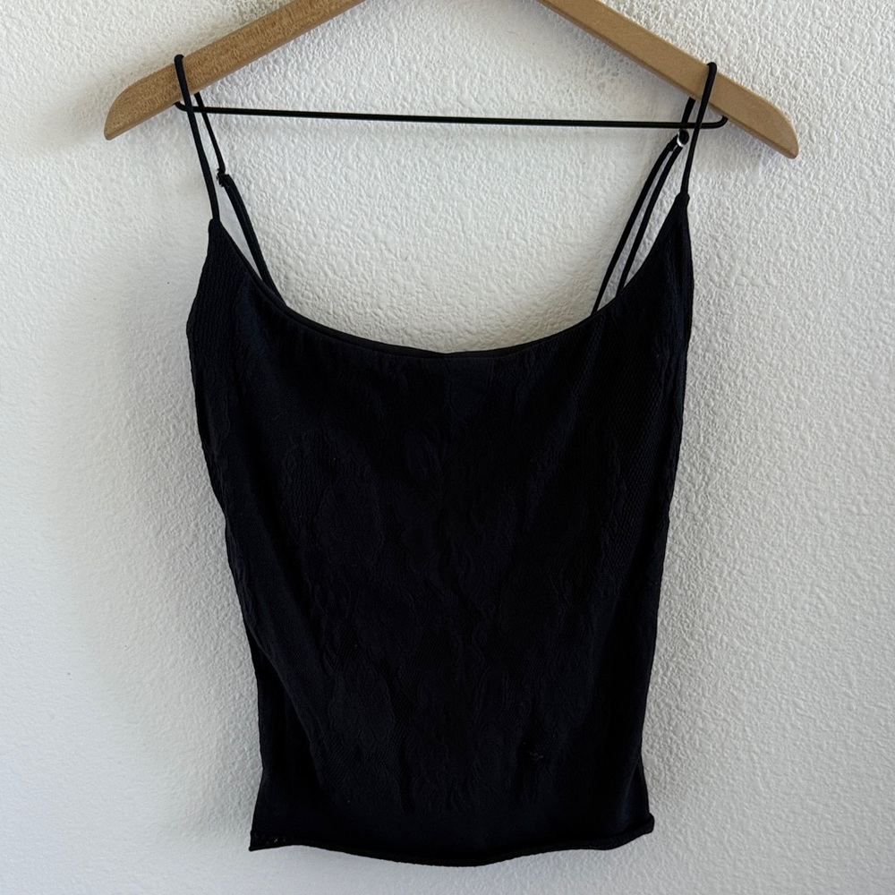 Free People Intimately Navy Stretch Scoop Camisole Top Laser Cut M/L
